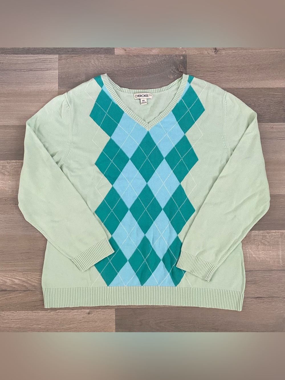 Vintage Y2K Argyle Sweater Academia Preppy Knit Cotton Soft Girl Pastel